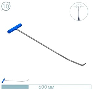Крючок рихтовщика AV-TOOL (Ø 10 мм, L 600 мм, конец плоский с двойным изгибом 20 и 70 градус)