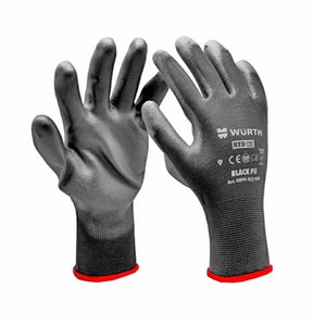 Перчатки рабочие черные (с красной окантовкой) WURTH BLACK PU  размер 7