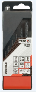 Набор сверл по металлу YATO 6пр D 2-8мм 