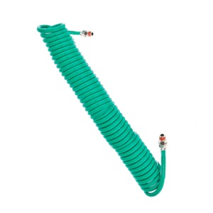 Шланг спиральный HANS зеленый 10м 8*12мм  толстый с штуцерами 1/4 (без быстросъемов).