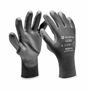 Перчатки рабочие черные (с белой окантовкой) WURTH BLACK PU  размер 9 (1899402409092)