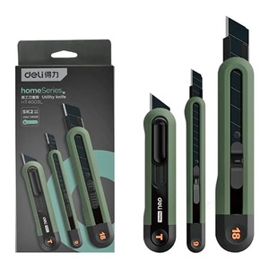 Набор канцелярских ножей DELI"Home Series Green" (ножи 9мм+18мм+т-образный)