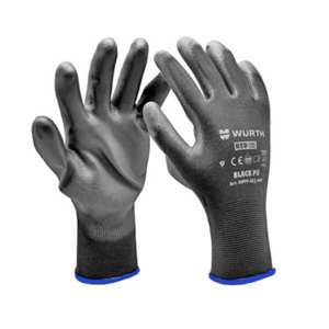 Перчатки рабочие черные (с синей окантовкой) WURTH BLACK PU  размер 8 (1899402408092)